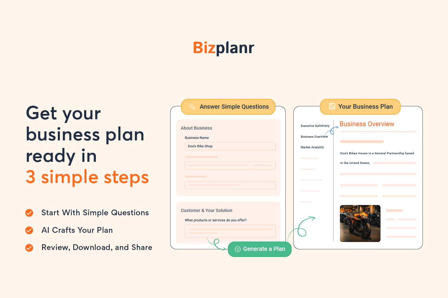 screenshot of Bizplanr