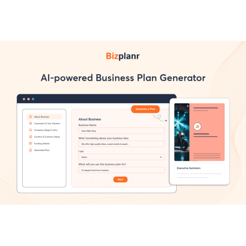 screenshot of Bizplanr