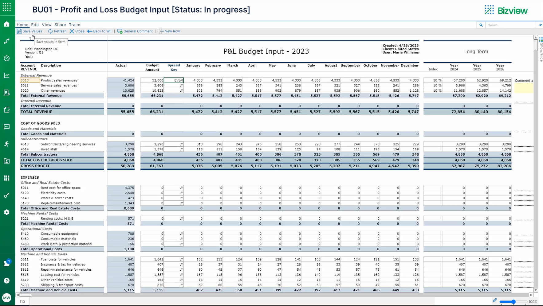 screenshot of Bizview