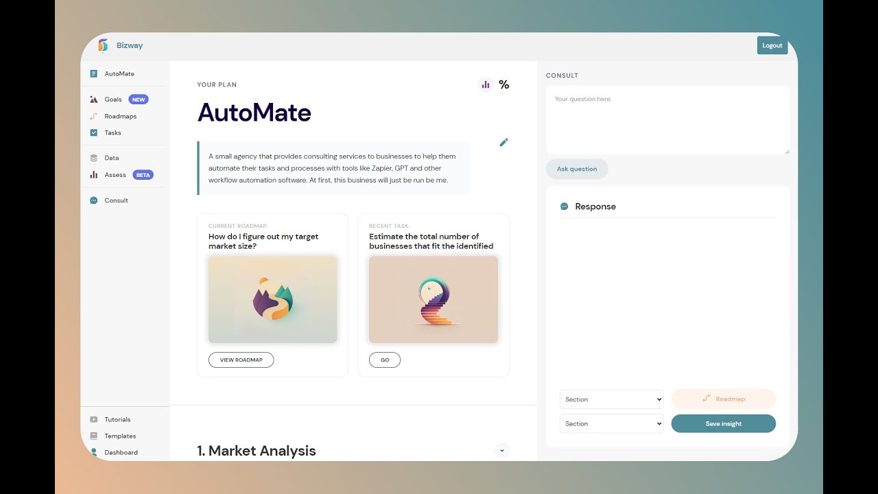 screenshot of Bizway
