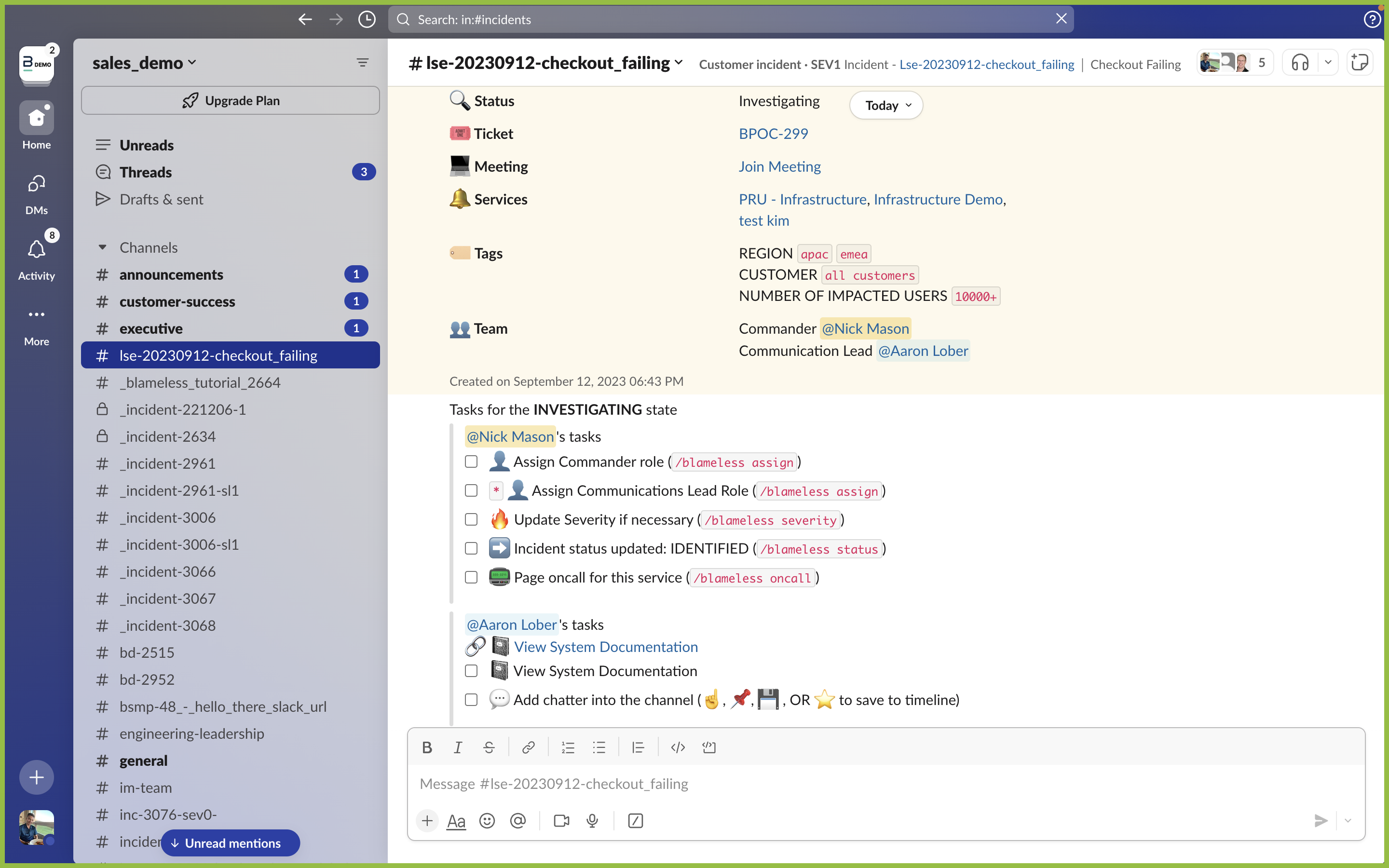 screenshot of Blameless