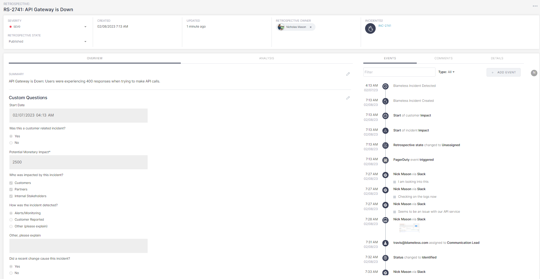 screenshot of Blameless