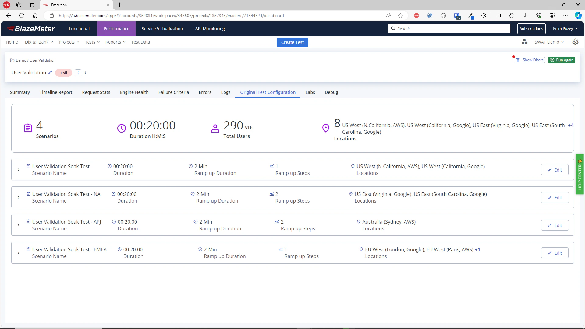 screenshot of BlazeMeter