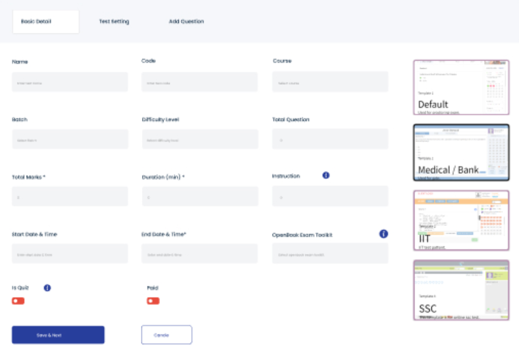 screenshot of BlinkExam