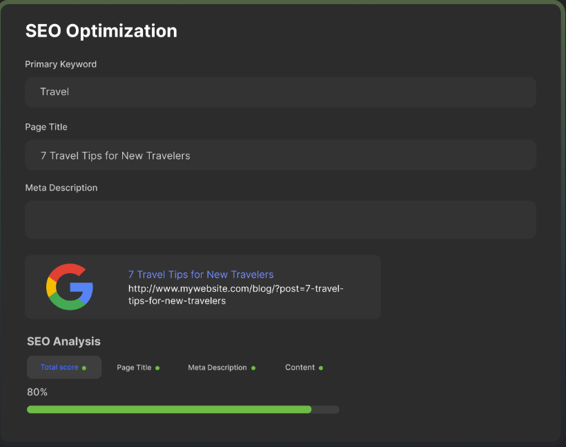 screenshot of BlogHandy