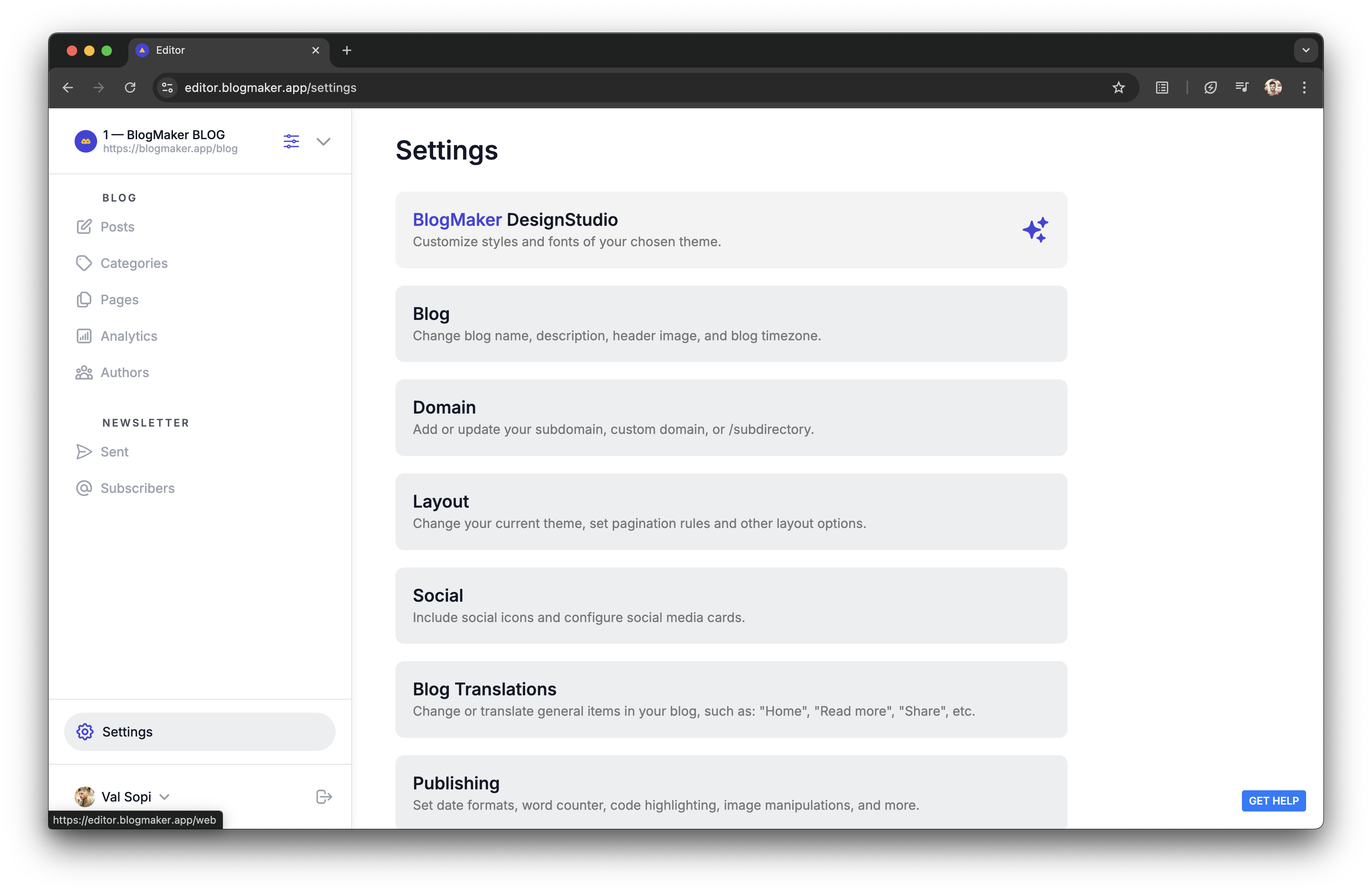 screenshot of BlogMaker