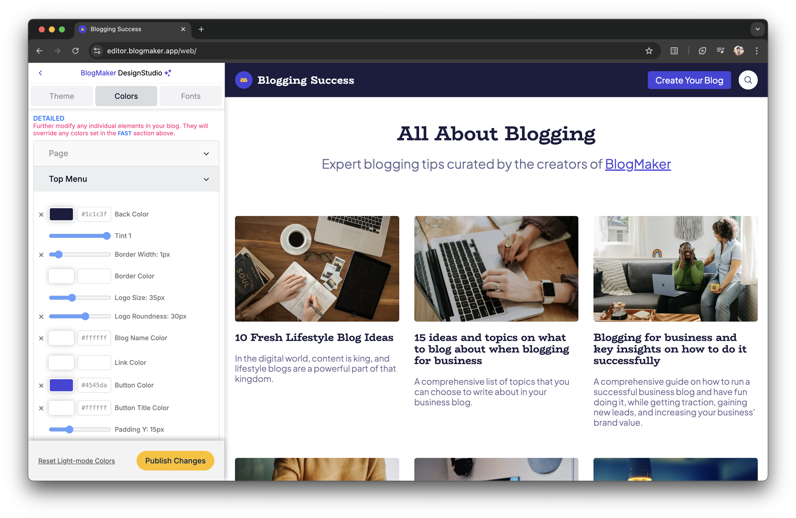 screenshot of BlogMaker