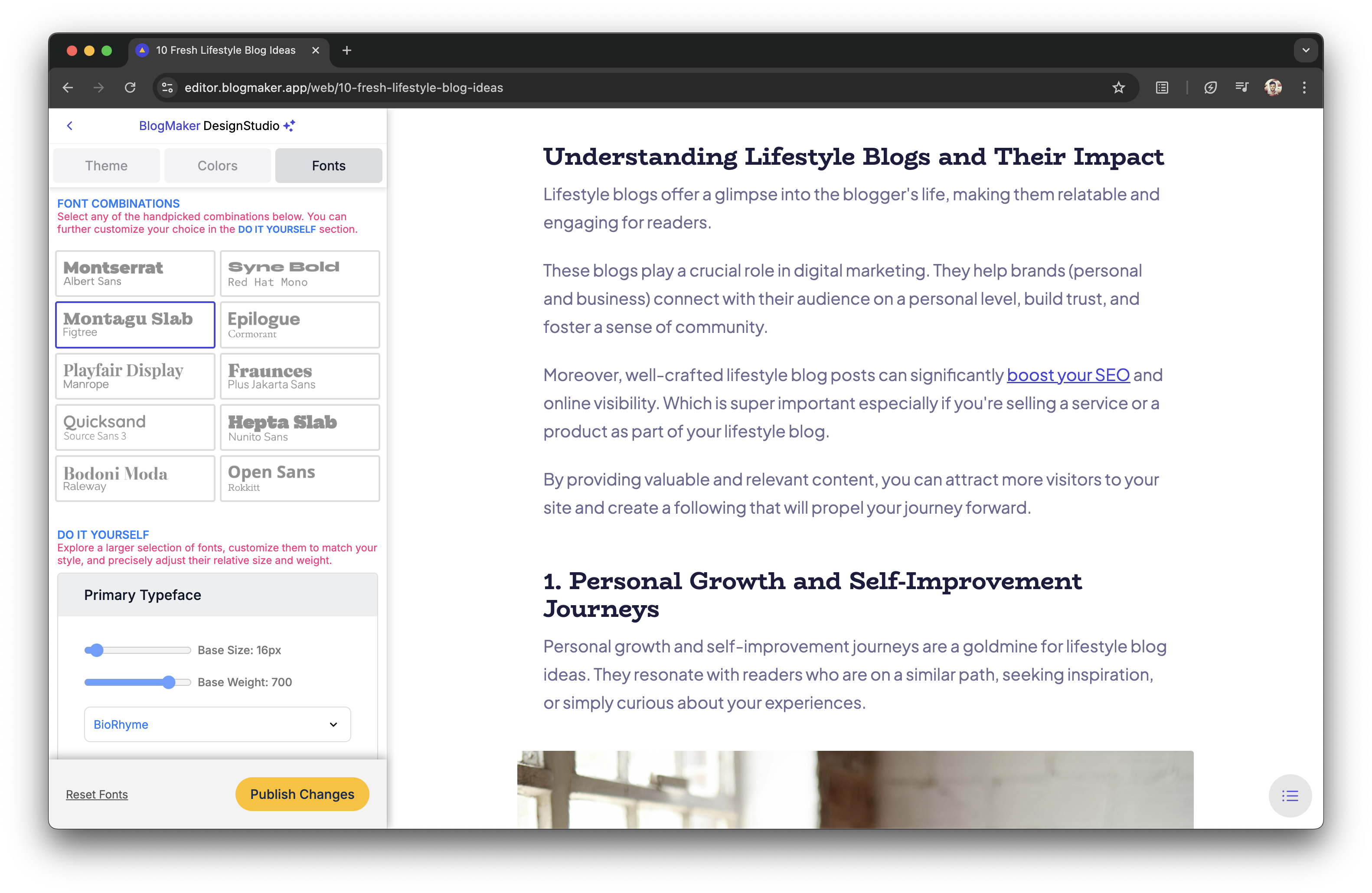 screenshot of BlogMaker