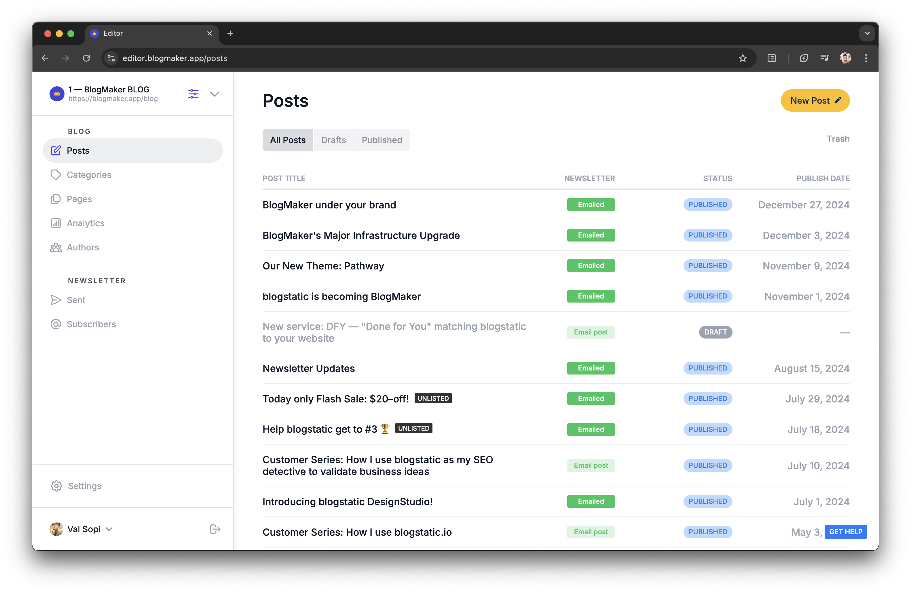 screenshot of BlogMaker