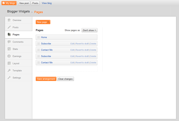 screenshot of Blogger