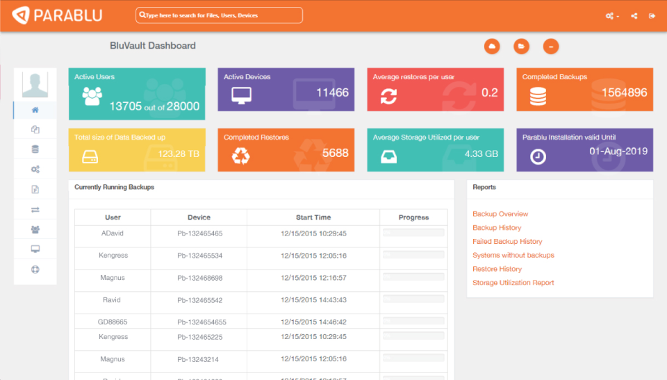 screenshot of BluVault