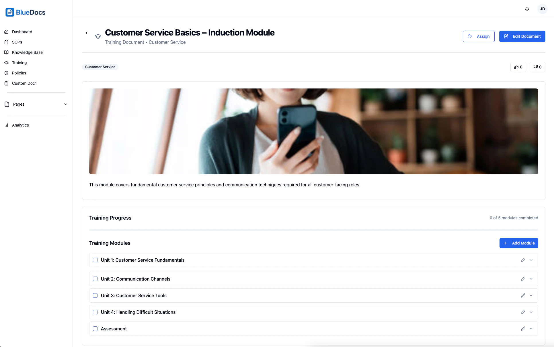 screenshot of BlueDocs