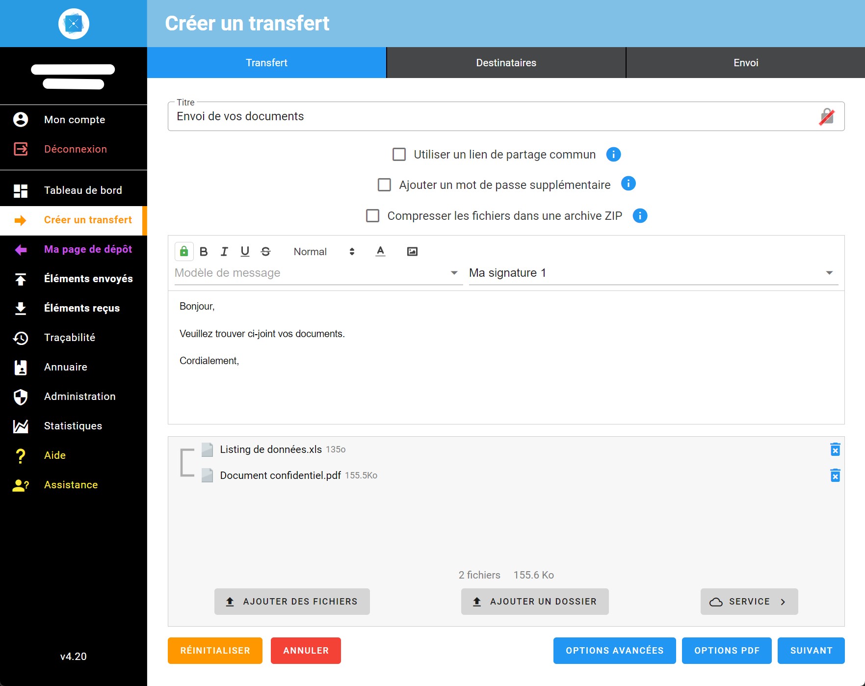 screenshot of BlueFiles