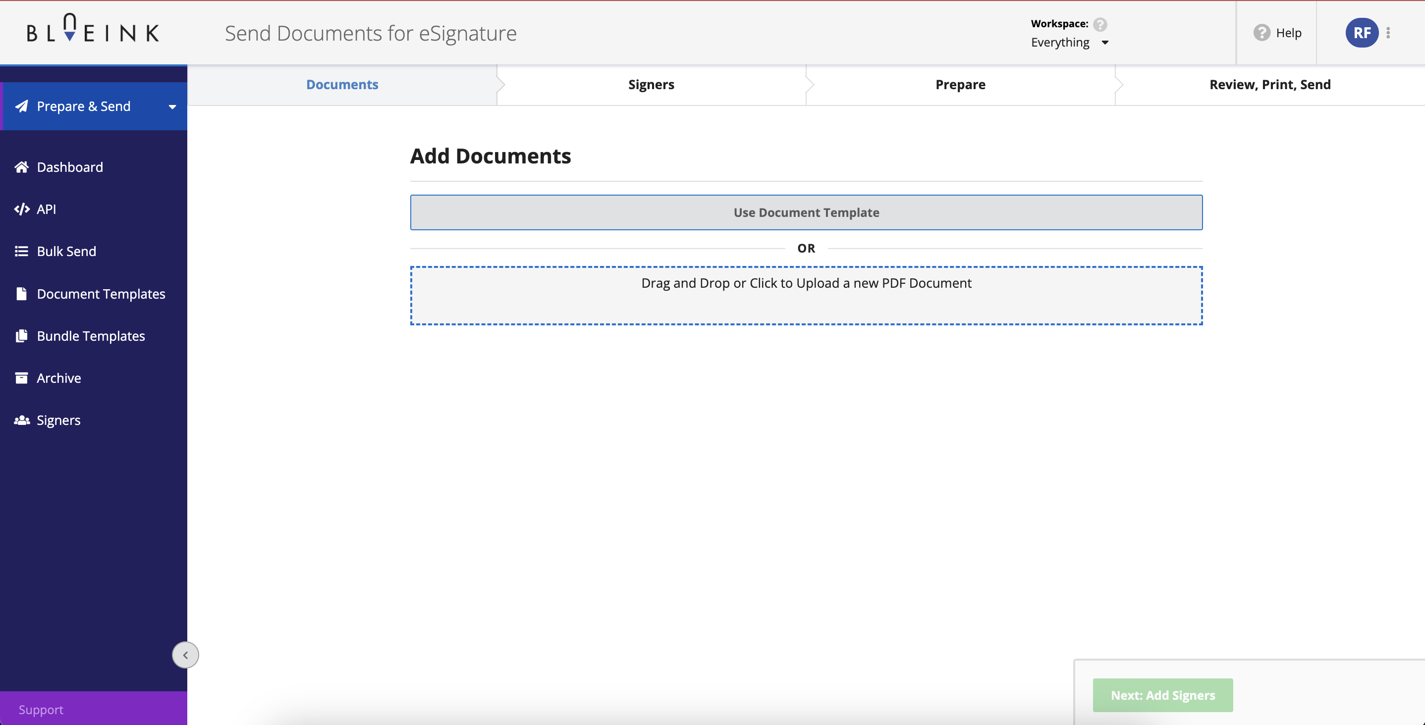 screenshot of BlueInk