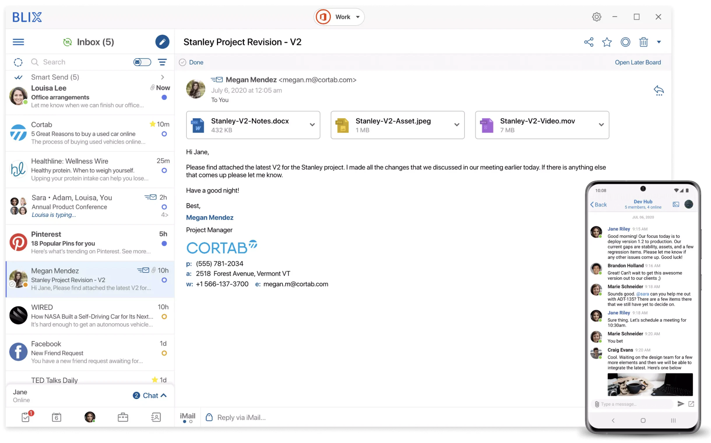 screenshot of BlueMail
