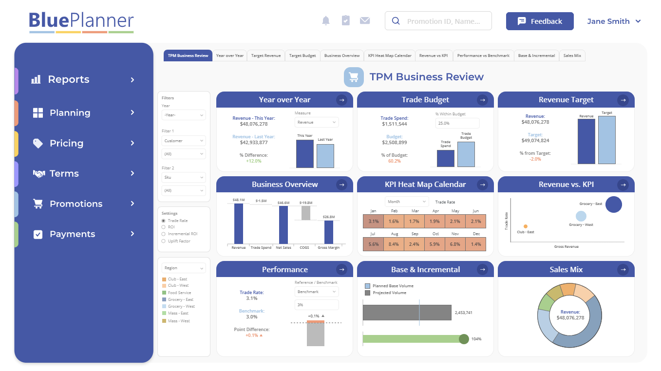screenshot of BluePlanner
