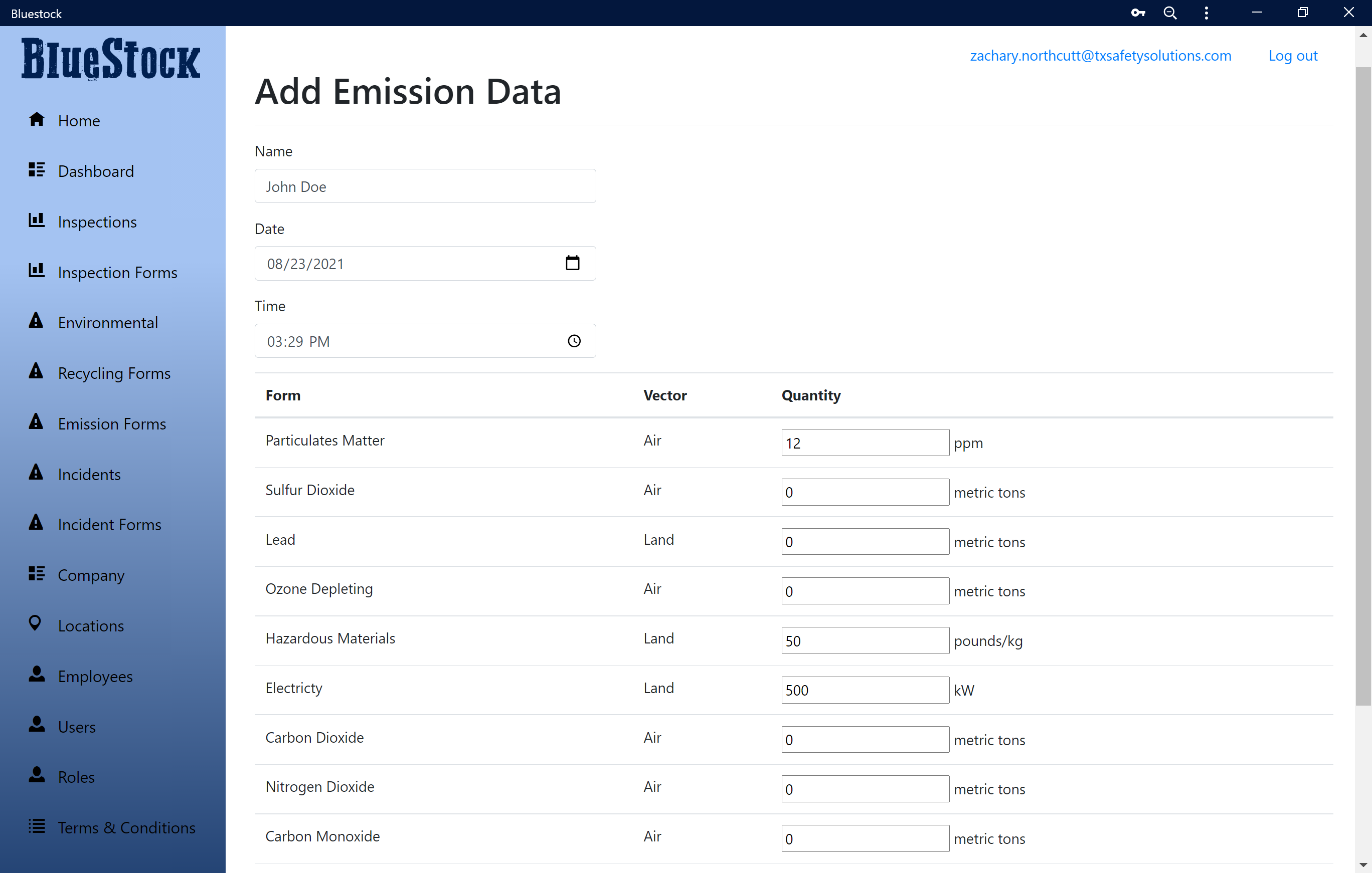screenshot of BlueStock