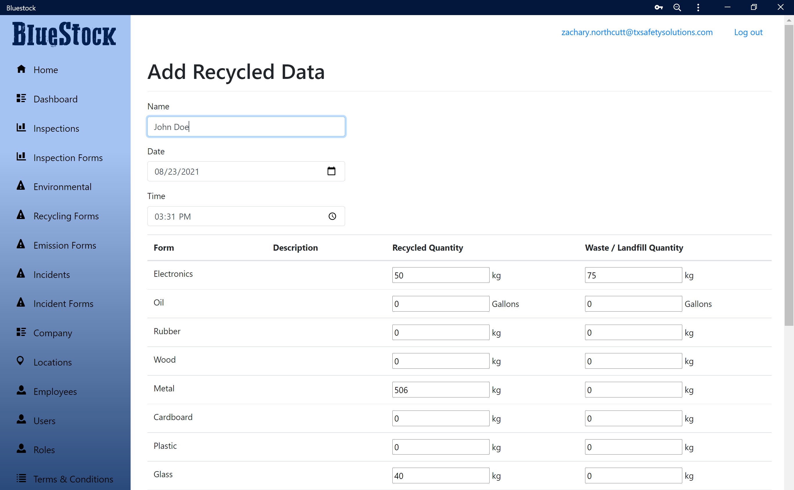 screenshot of BlueStock