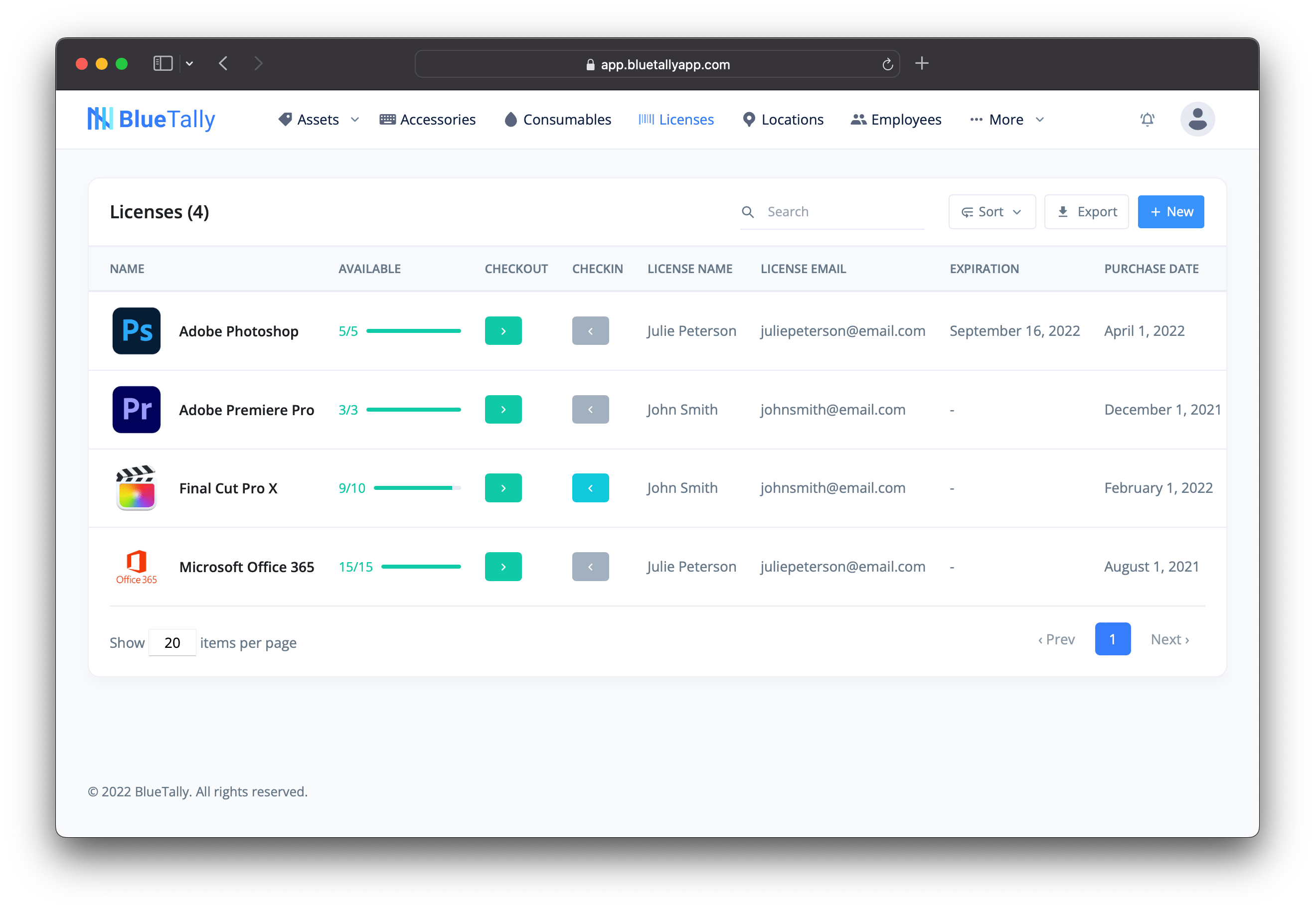 screenshot of BlueTally