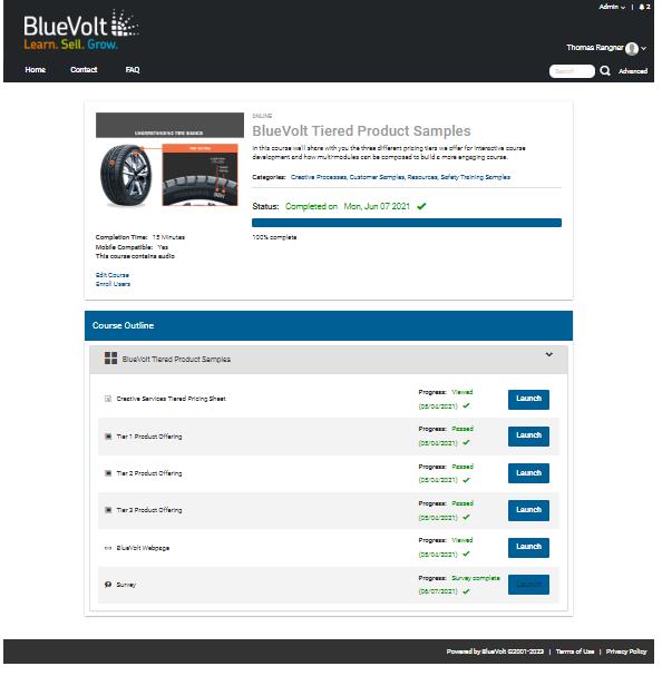 screenshot of BlueVolt