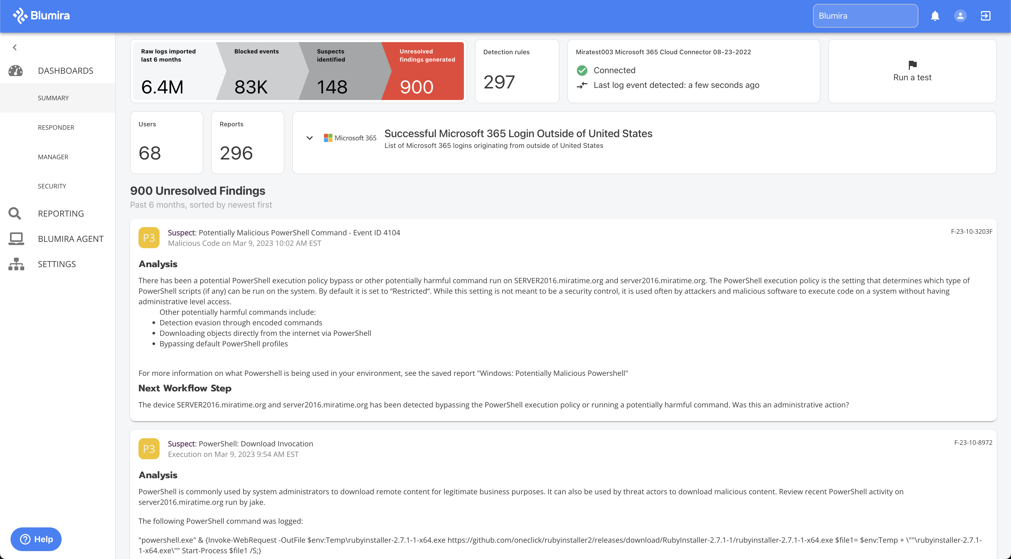 screenshot of Blumira
