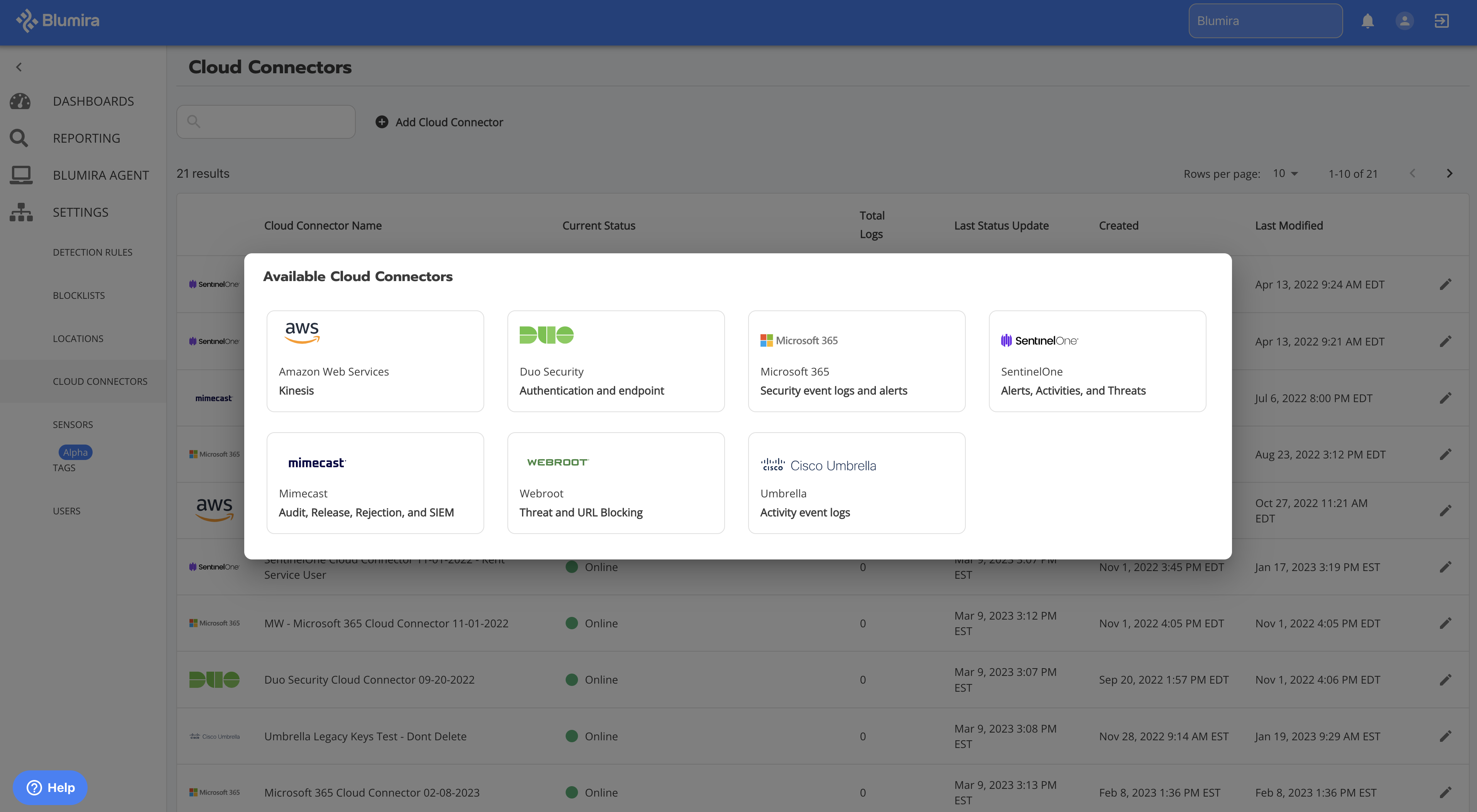 screenshot of Blumira