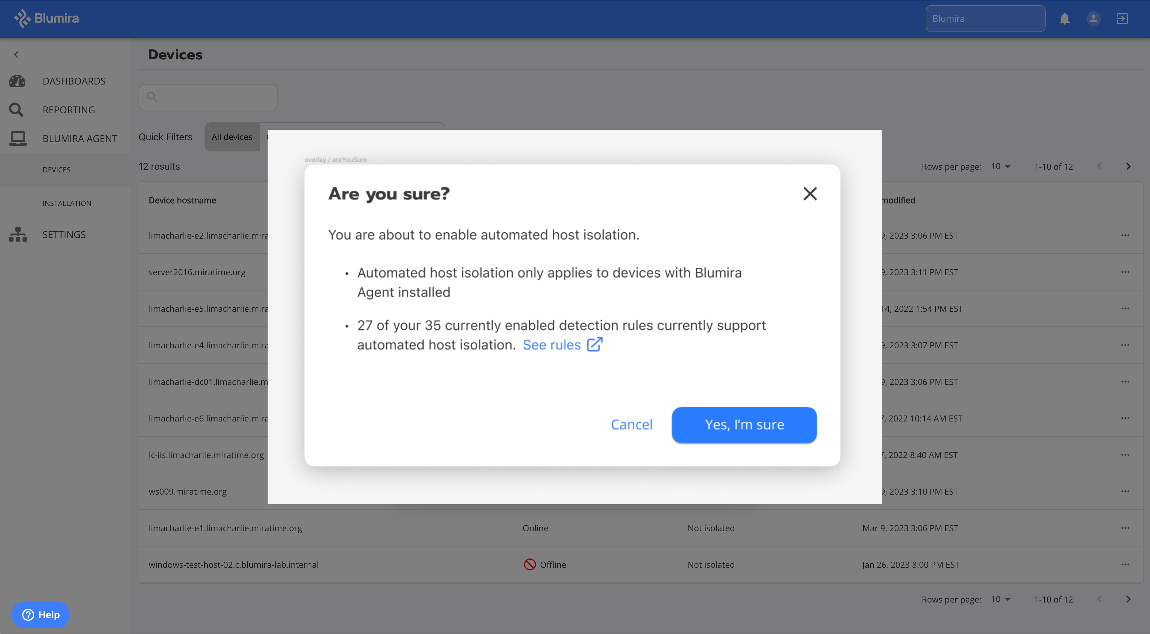 screenshot of Blumira