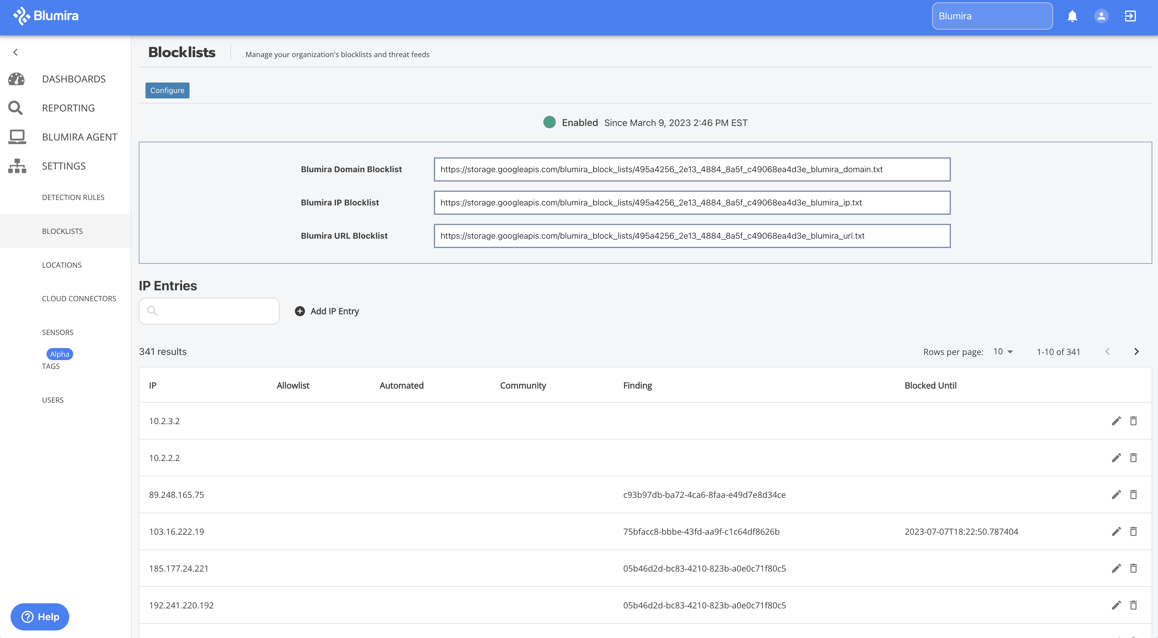 screenshot of Blumira