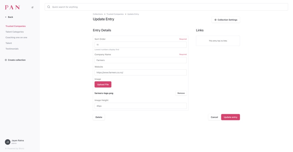 screenshot of Blutui