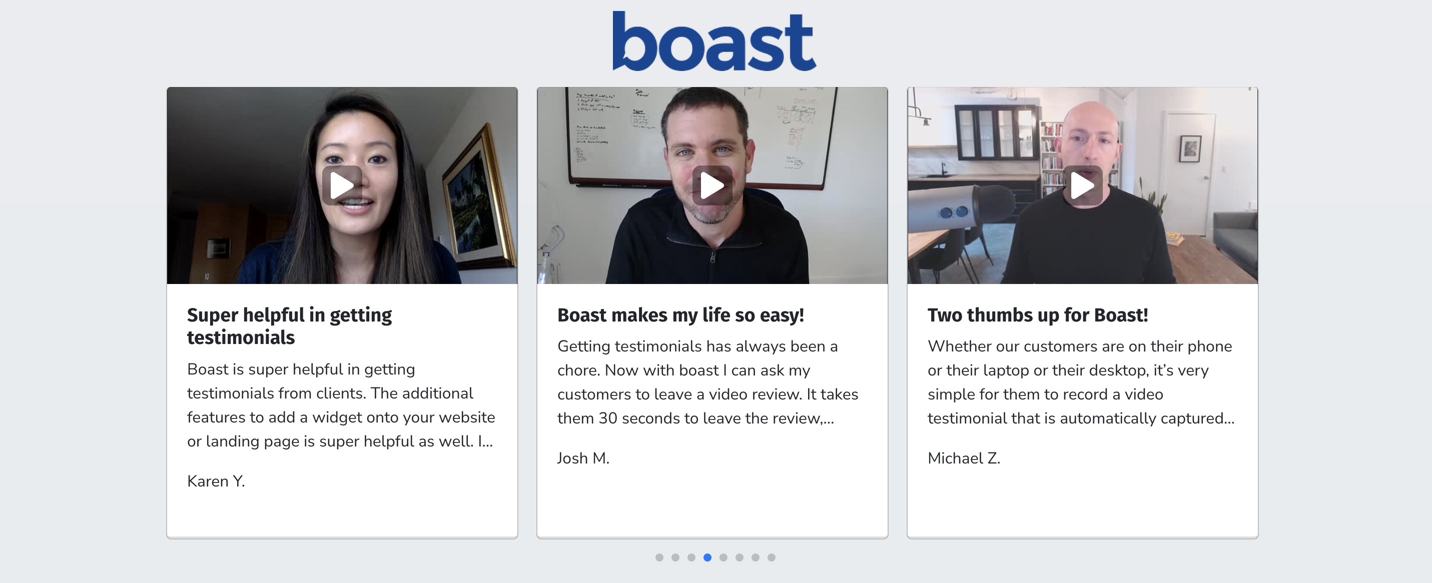 screenshot of Boast