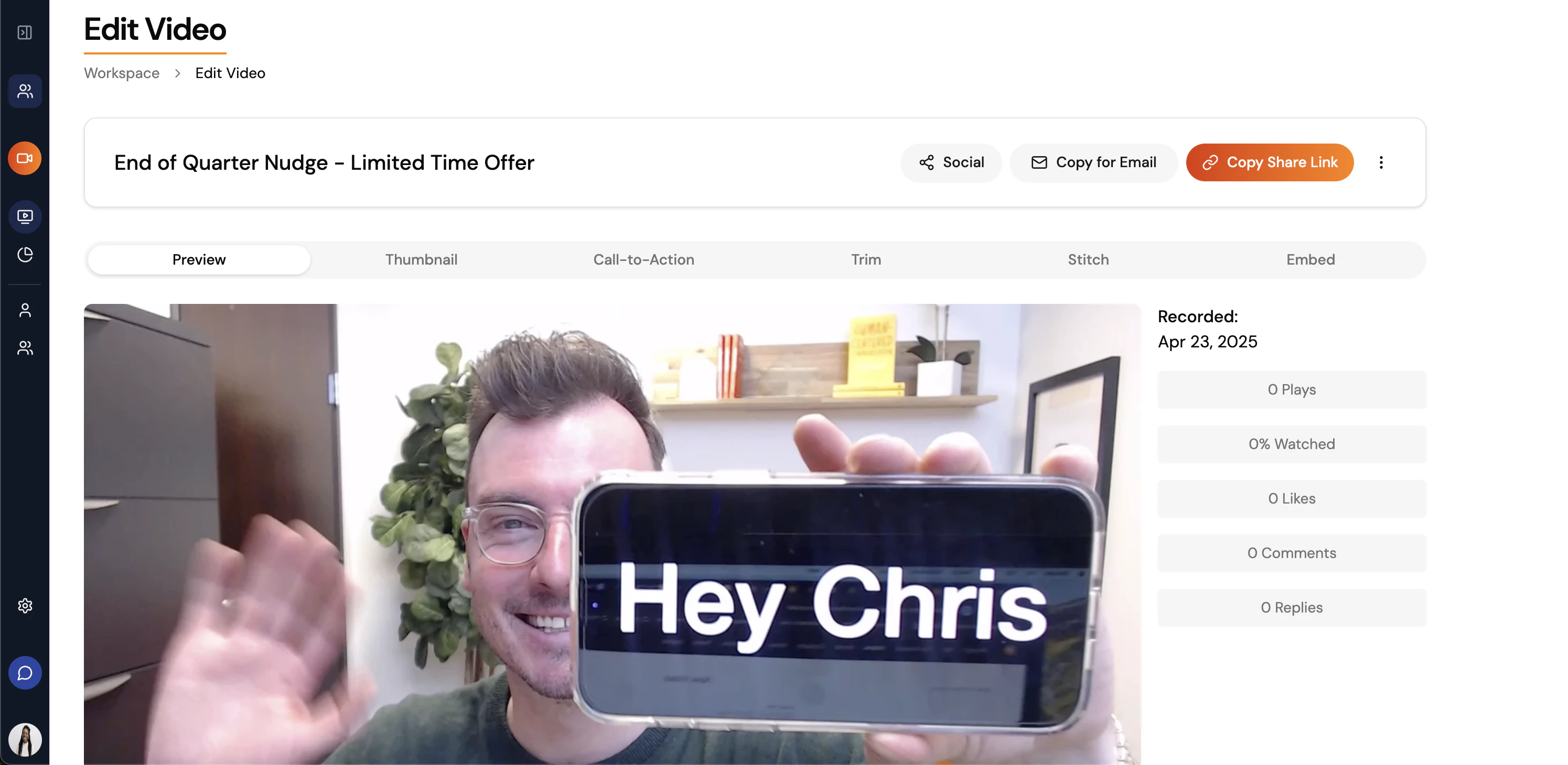 screenshot of BombBomb