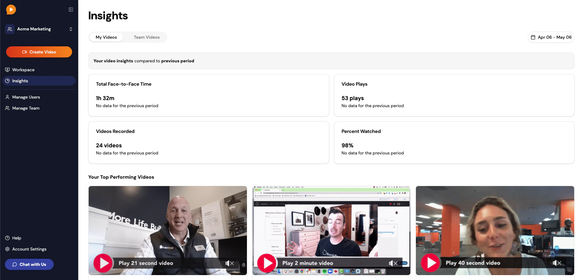 screenshot of BombBomb