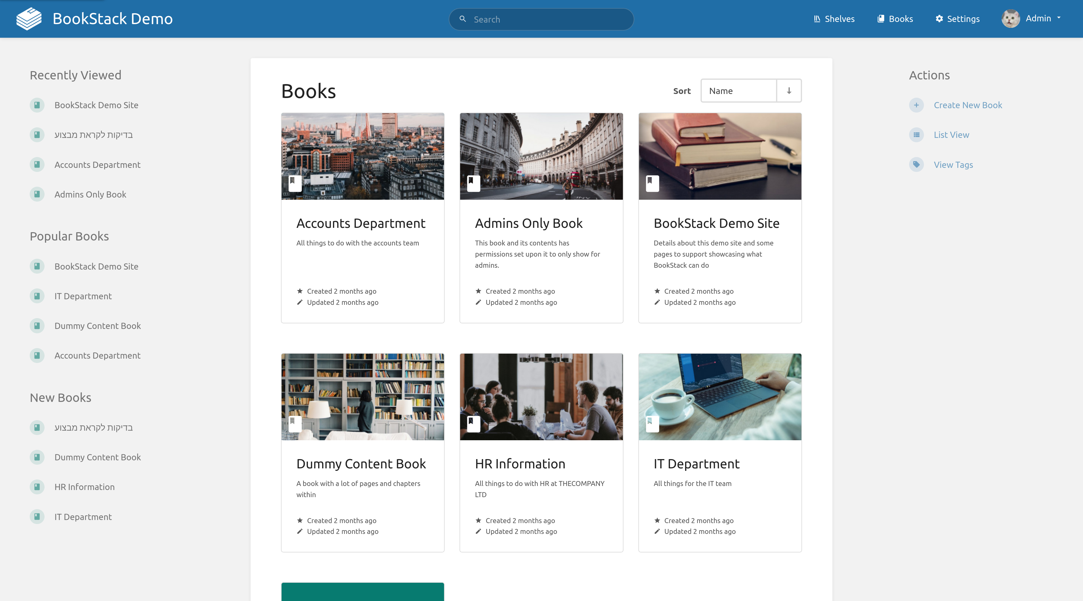 screenshot of BookStack