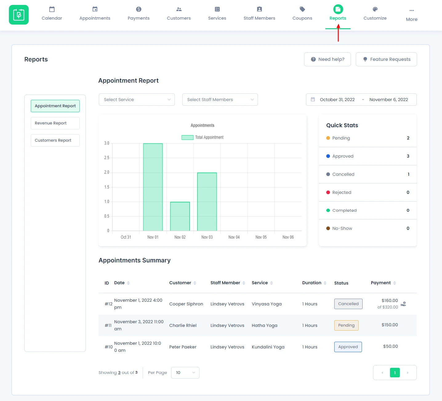 screenshot of BookingPress