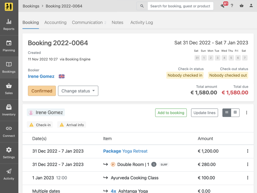 screenshot of Bookinglayer