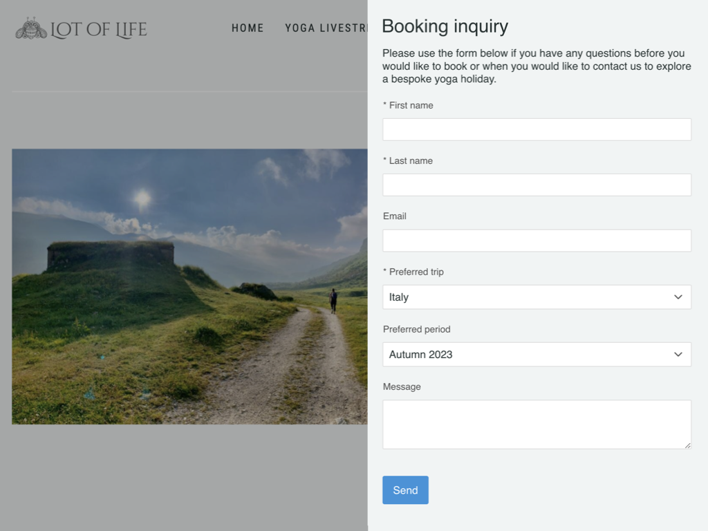 screenshot of Bookinglayer