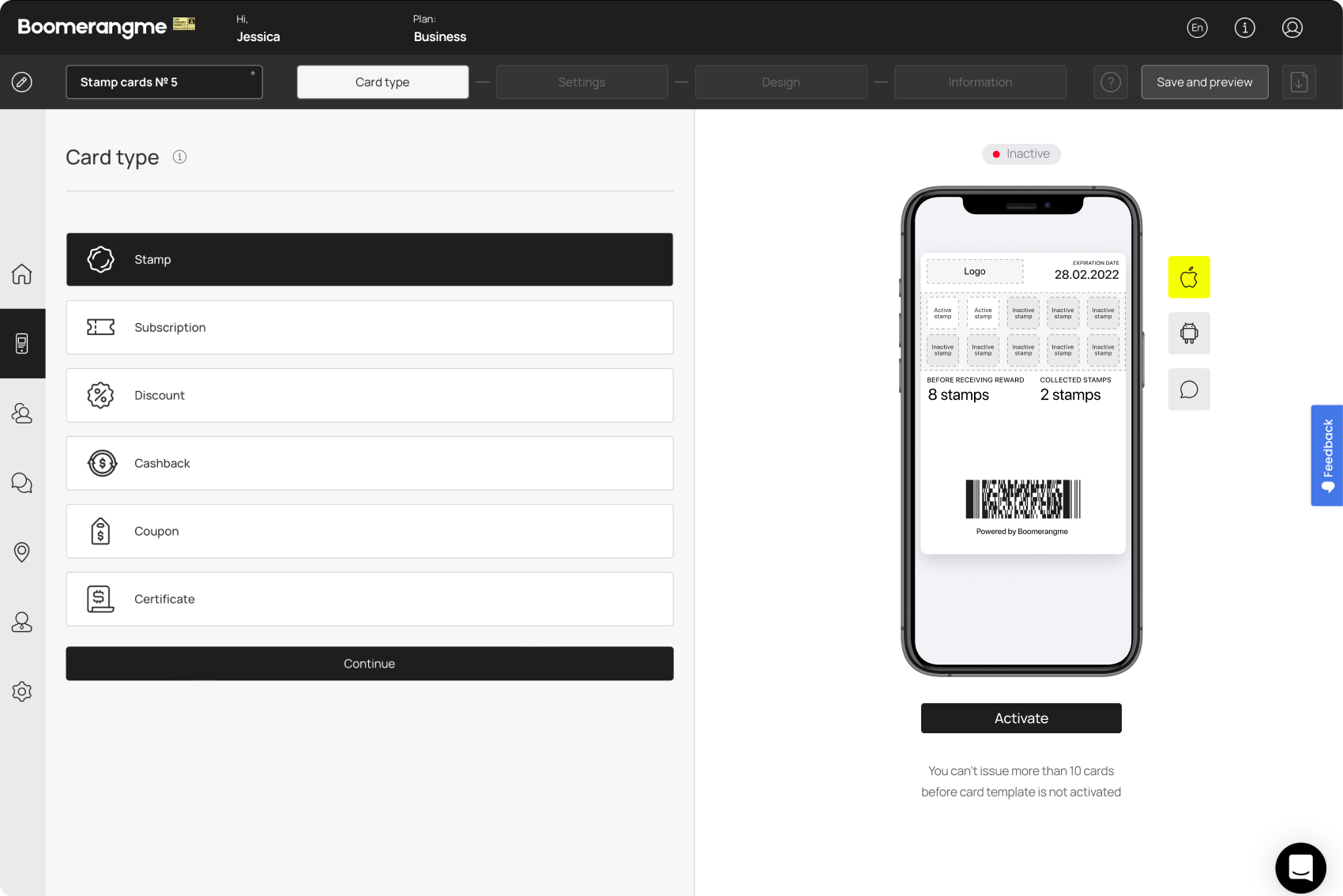 screenshot of Boomerangme