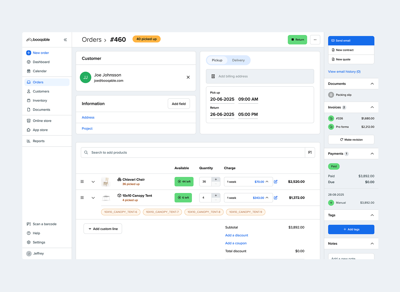 screenshot of Booqable