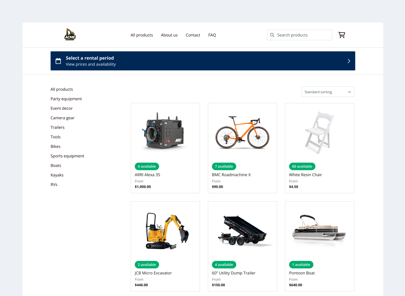 screenshot of Booqable