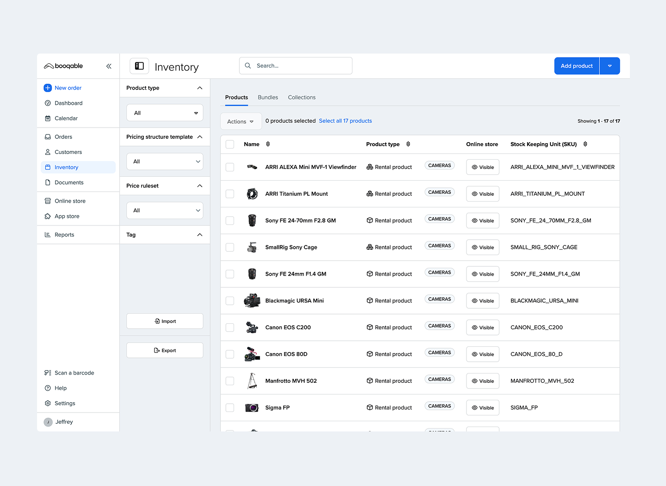 screenshot of Booqable