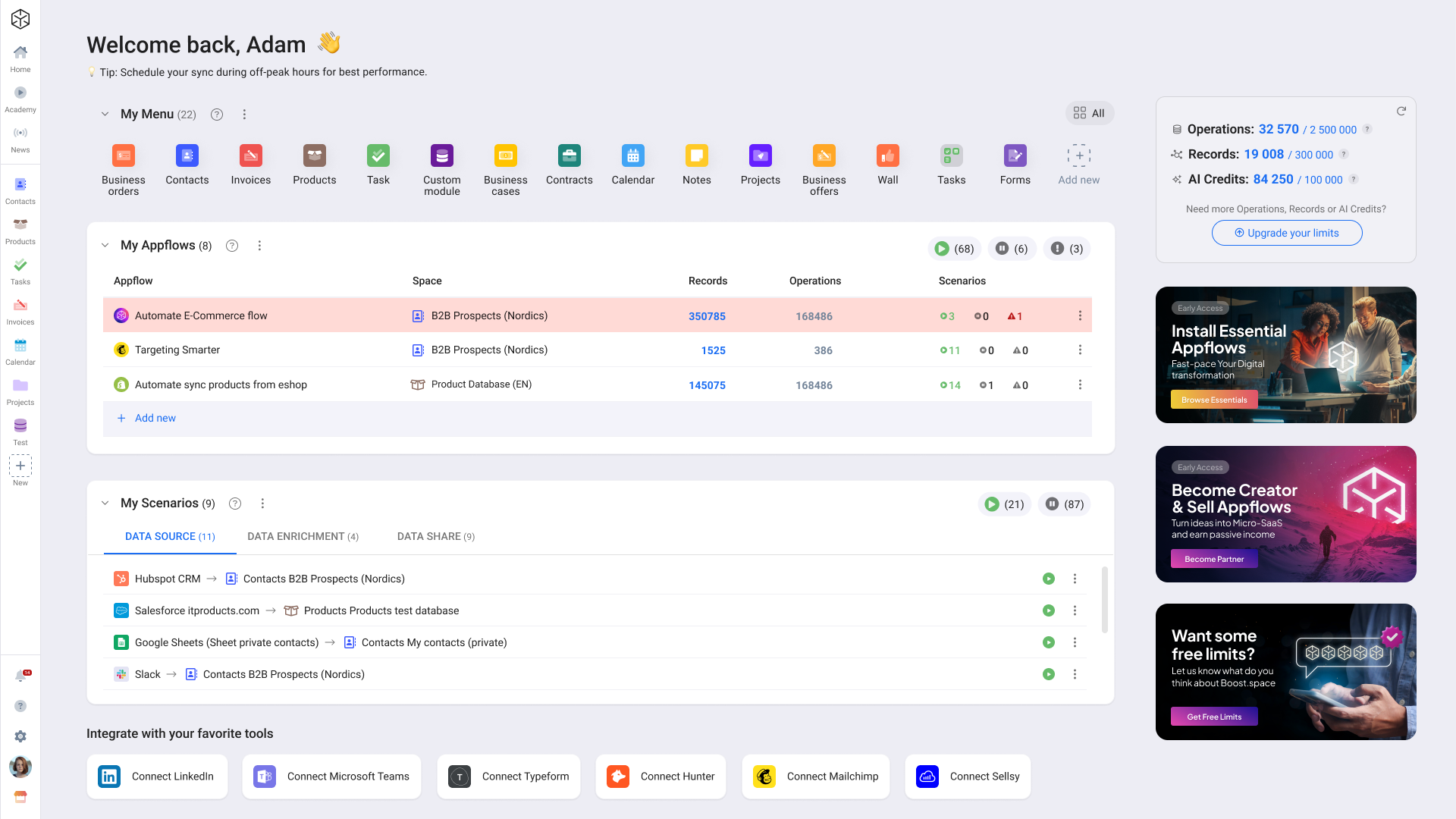 screenshot of Boost.space