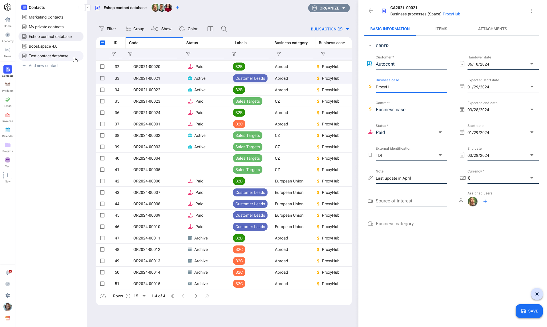 screenshot of Boost.space