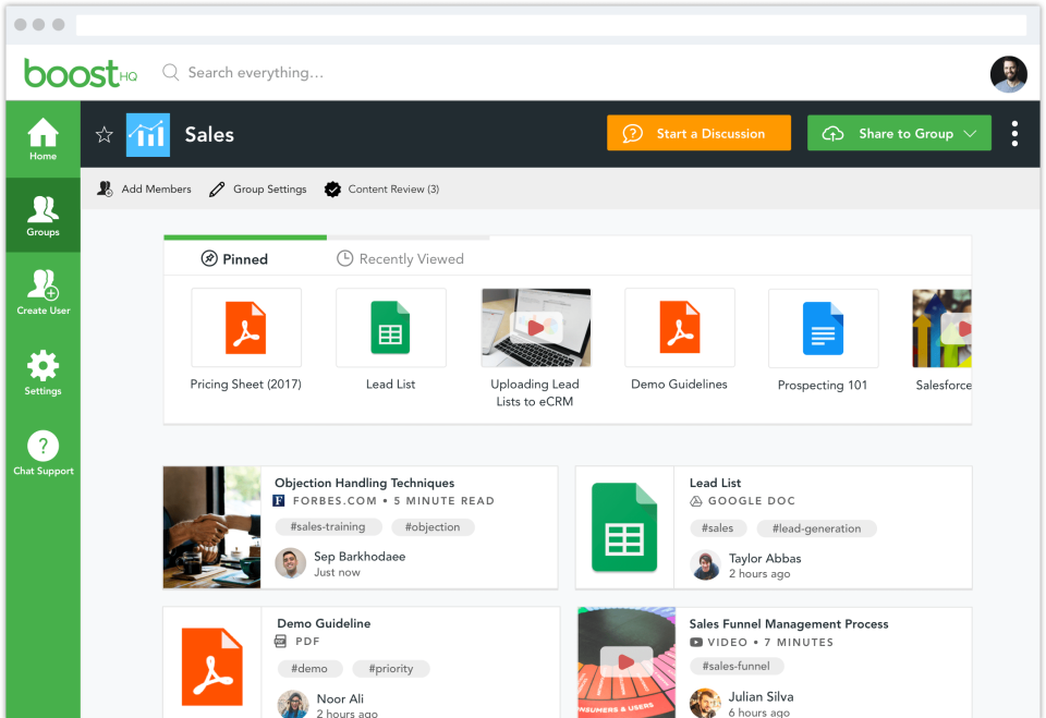 screenshot of BoostHQ