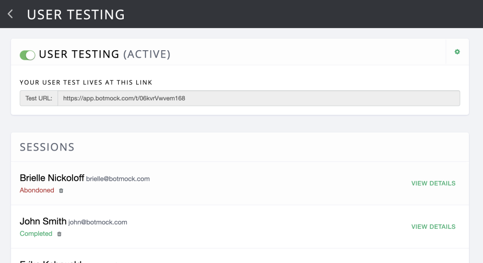 screenshot of Botmock