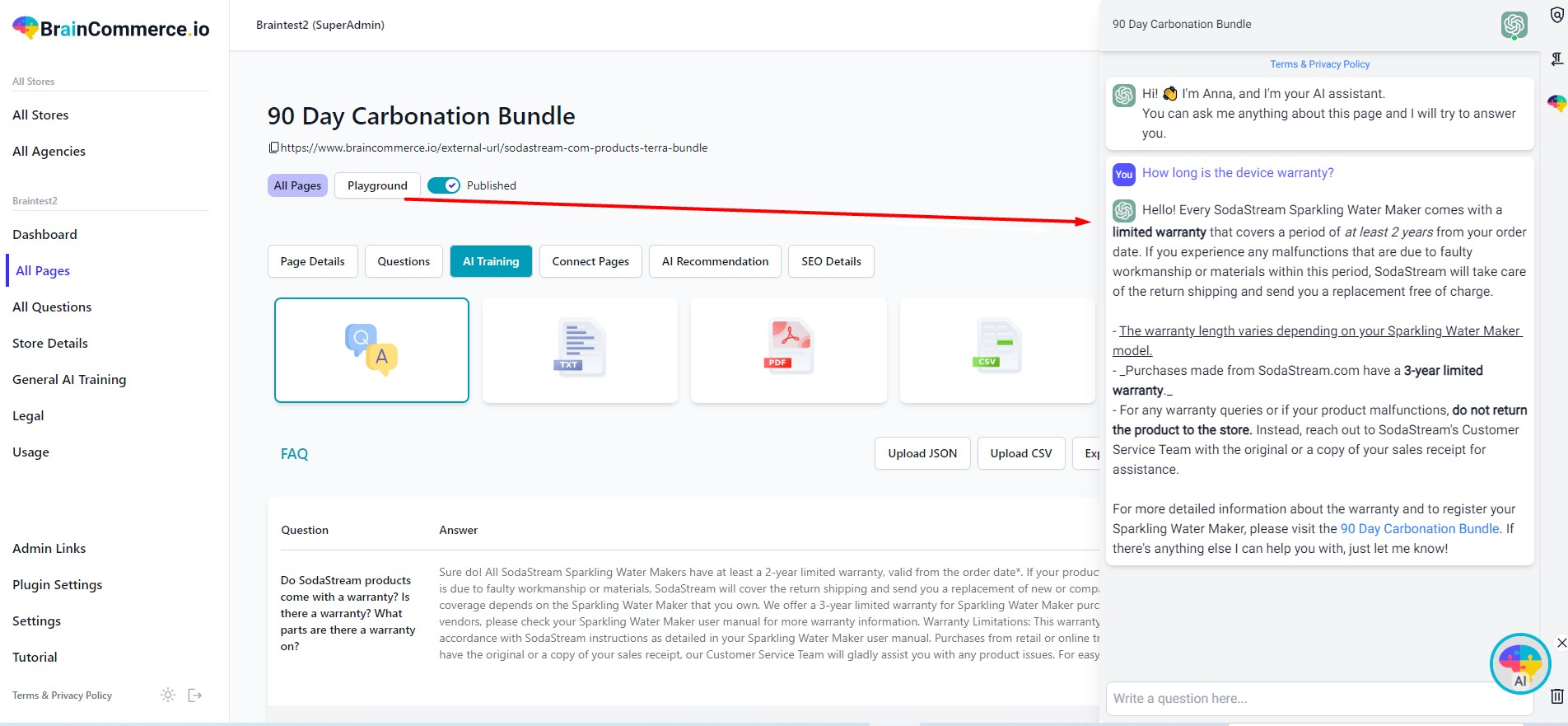 screenshot of BrainCommerce