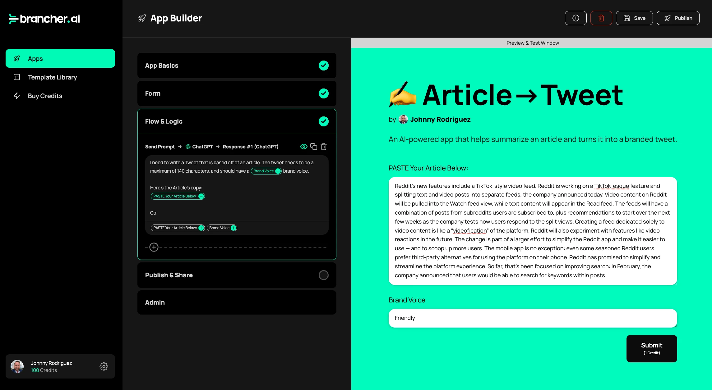 screenshot of Brancher.ai