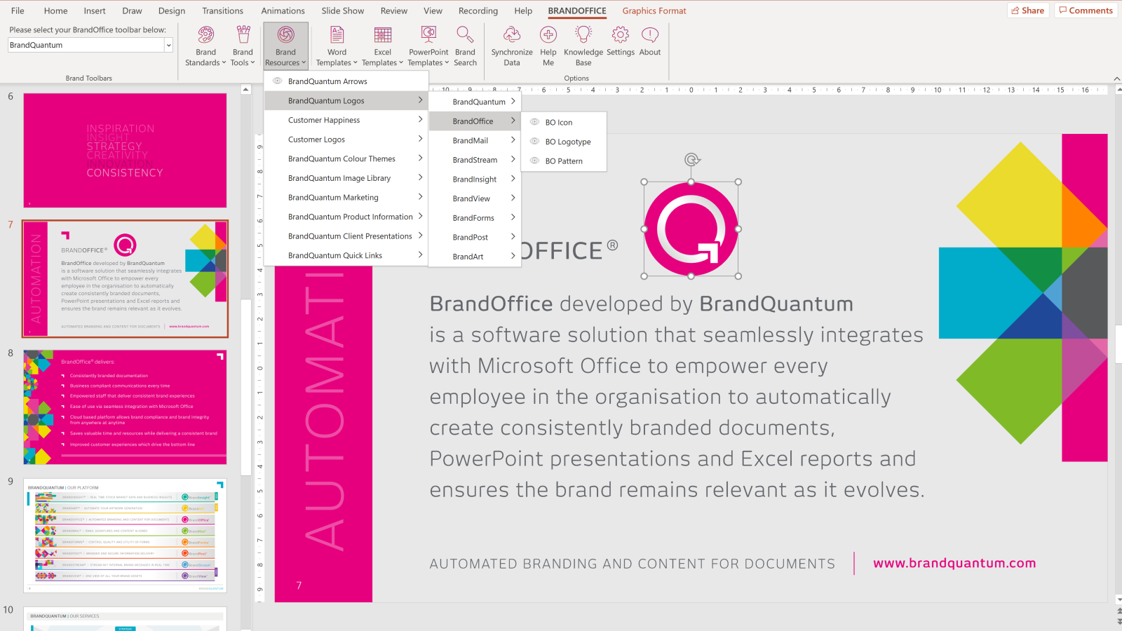screenshot of BrandOffice