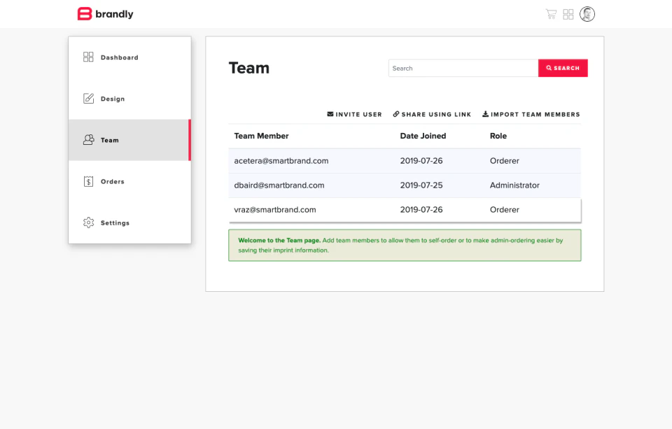 screenshot of Brandly