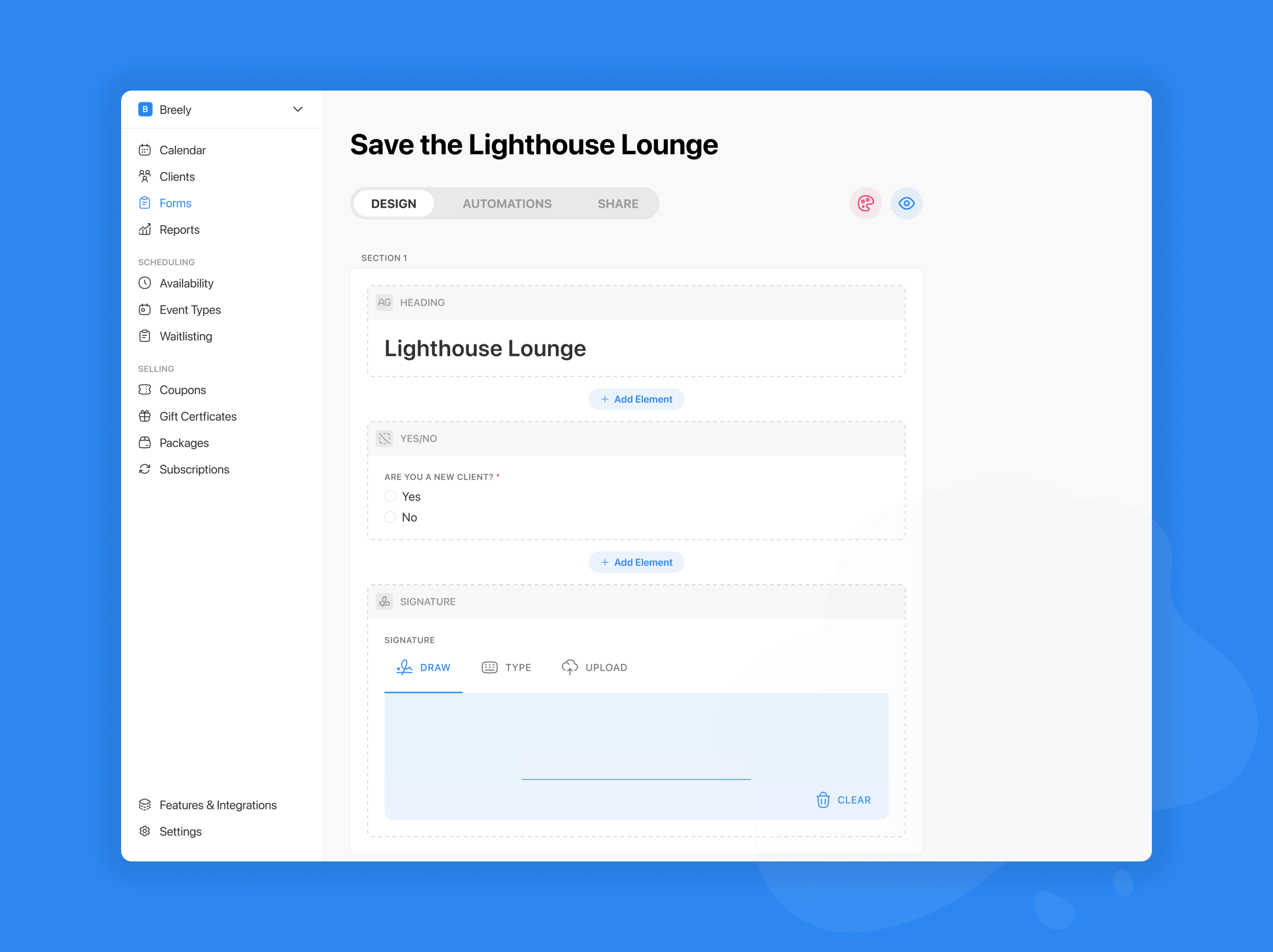 screenshot of Breely