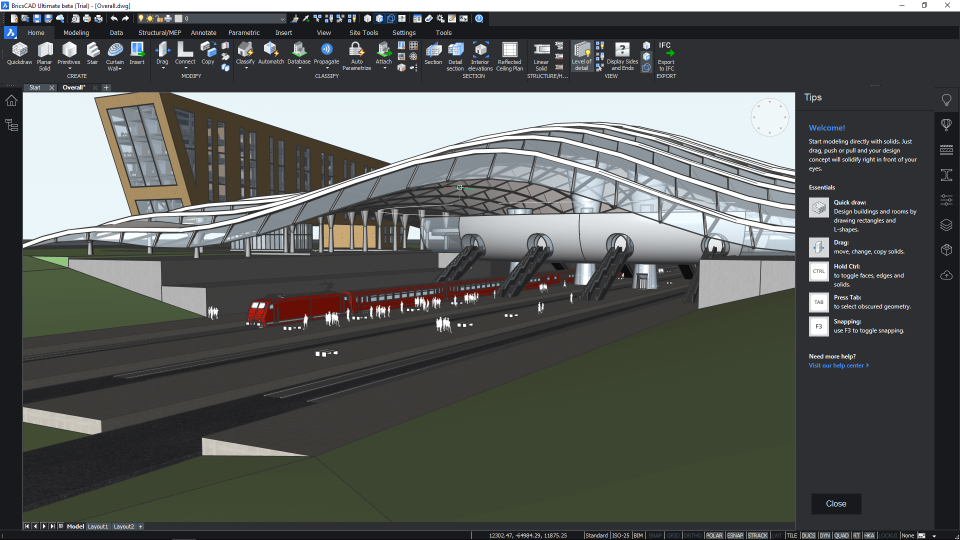 screenshot of BricsCAD